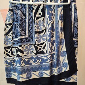 NWT Tracy Evans Blue Wrap-around Floral/Geometric short skirt - Size 3